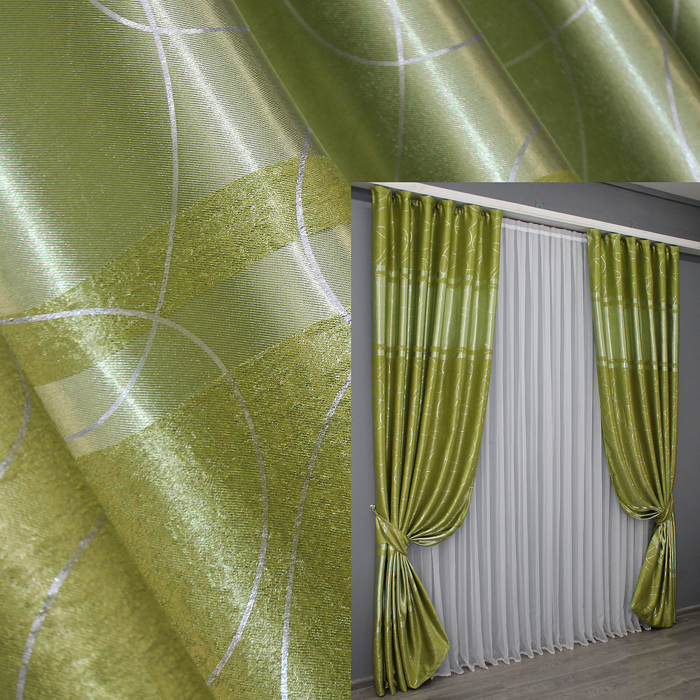 Комплект готовых штор VR-Textil Софт Лиана № 462ш Оливковый 150х270 см 2 шт (30-202) Киев - изображение 1