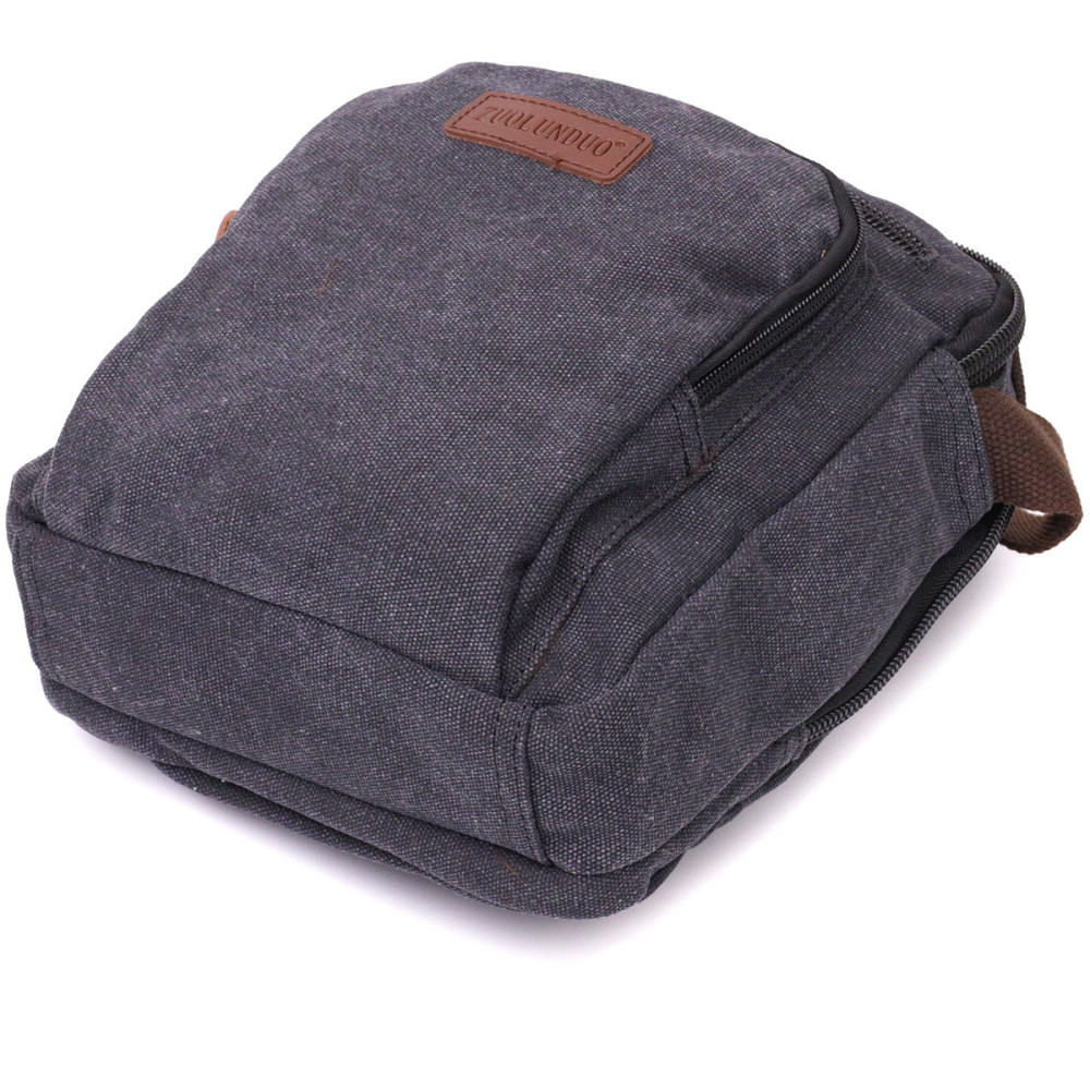 Функциональная вертикальная сумка для мужчин из текстиля Vintage 22237 Черный Киев - изображение 6