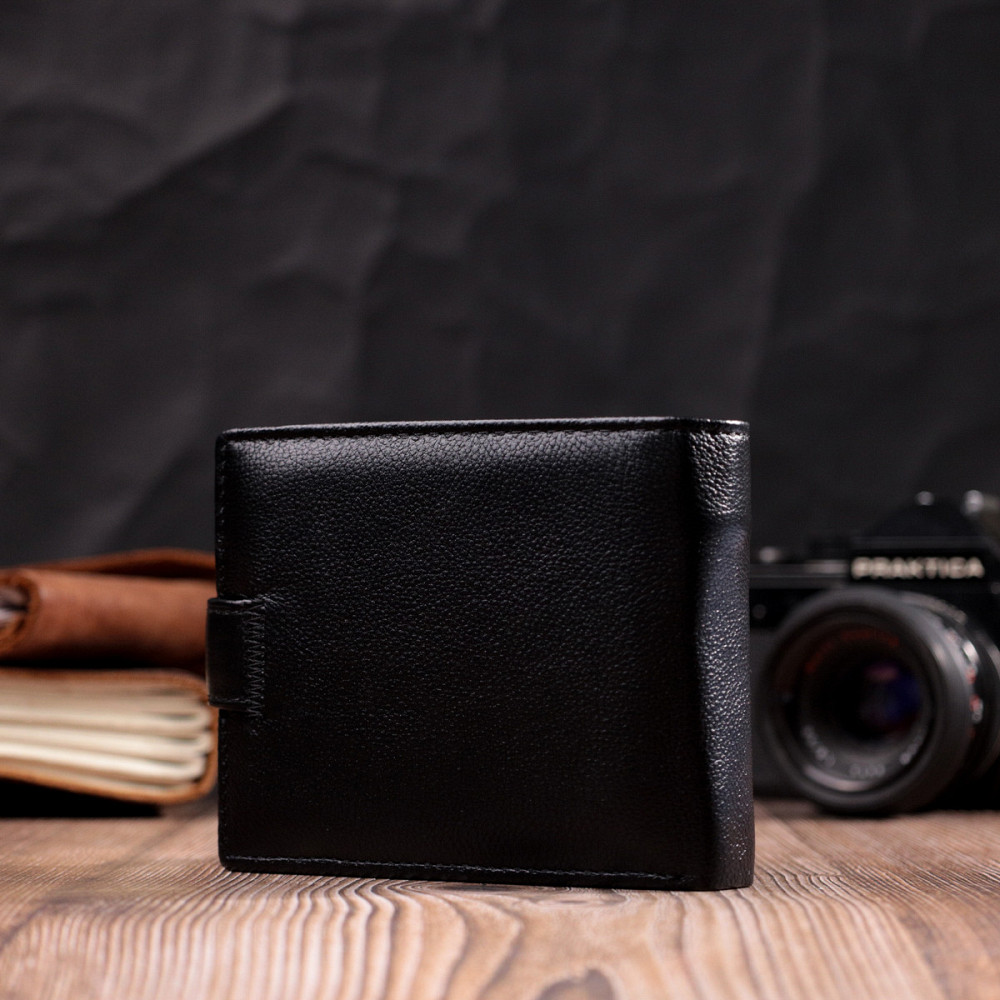 Чоловічий горизонтальний гаманець із натуральної шкіри ST Leather 22466 Чорний Київ - фото 11
