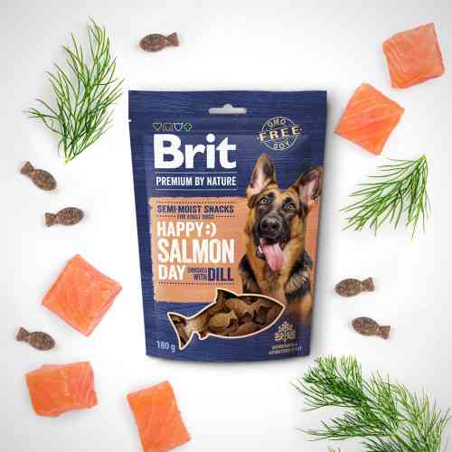 Лакомство Brit Premium Semi-moist Snacks Salmon with Dill полувлажные для собак с лососем и укропом 180 г Киев