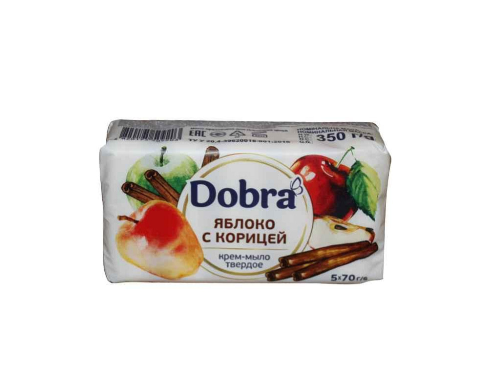 Крем-мыло туалетное твердое 350г(5*70г) Яблоко с корицей ТМ DOBRA Sollmir Киев - изображение 1