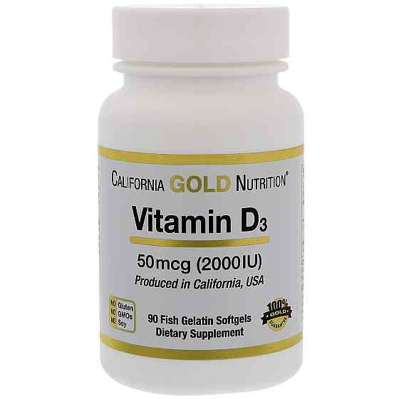 Вітамін D3 California Gold Nutrition Vitamin D3 2000 IU 90 Fish Gelatin Softgels Луцьк