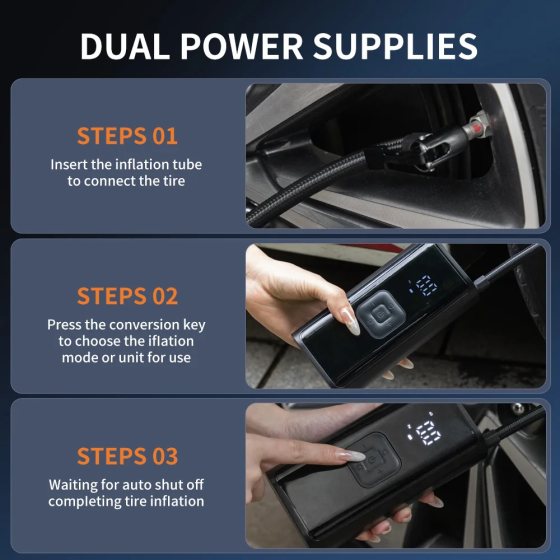 Насос аккумуляторный цифровой DS-575 (DS-779) 78W Type-C с чехлом, фонариком и переходниками Винница