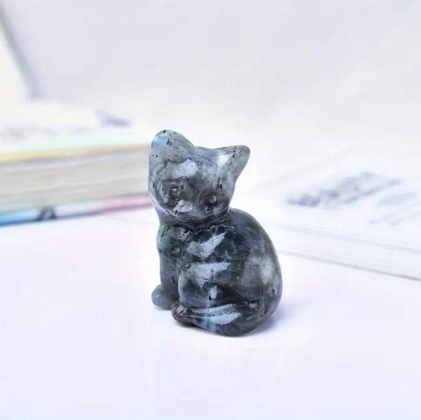 Фігурка кота з натурального лабрадориту 40мм, Декоративна фігурка з натурального лабродариту. Київ - фото 2