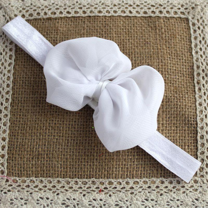 Детская повязка с шифоновым бантом one size белый Киев - изображение 1