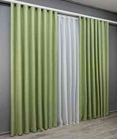 Комплект готових штор VR-Textil Блекаут двосторонній ASHEN NIGHT № 1841ш Оливковий 150х270 см 2 шт (33-0875) Київ
