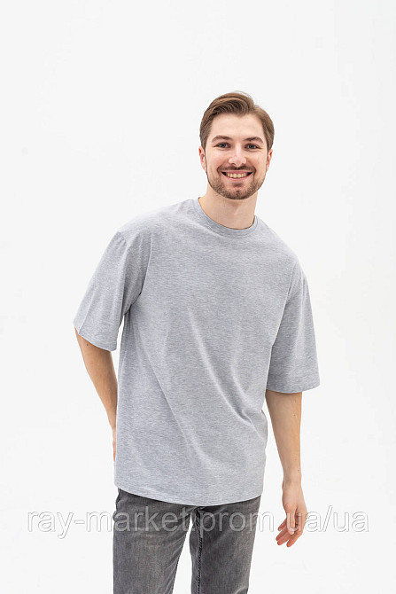 Футболка оверсайз RAY OVERSIZE чоловіча сірий меланж (U0104M-Grey Heather) 2XL-3XL Київ - фото 1