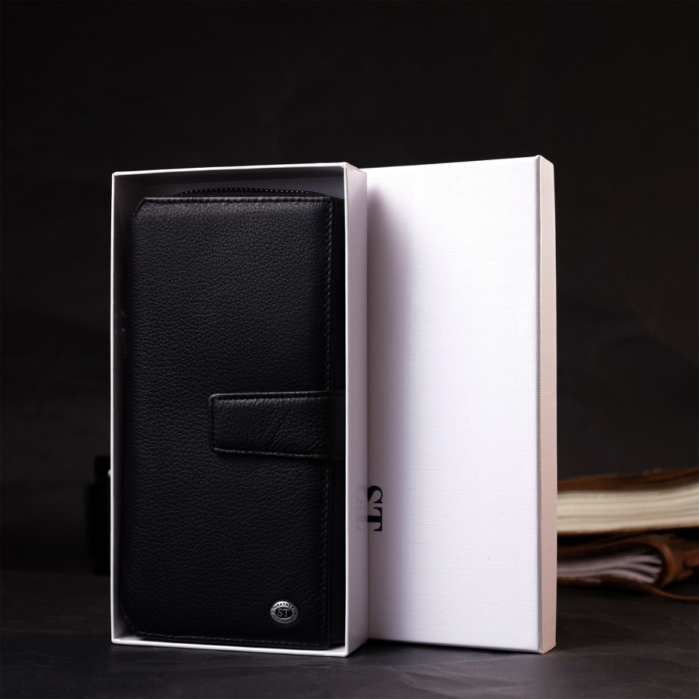 Гаманець-клатч унісекс із натуральної шкіри ST Leather 19432 Чорний Київ - фото 1