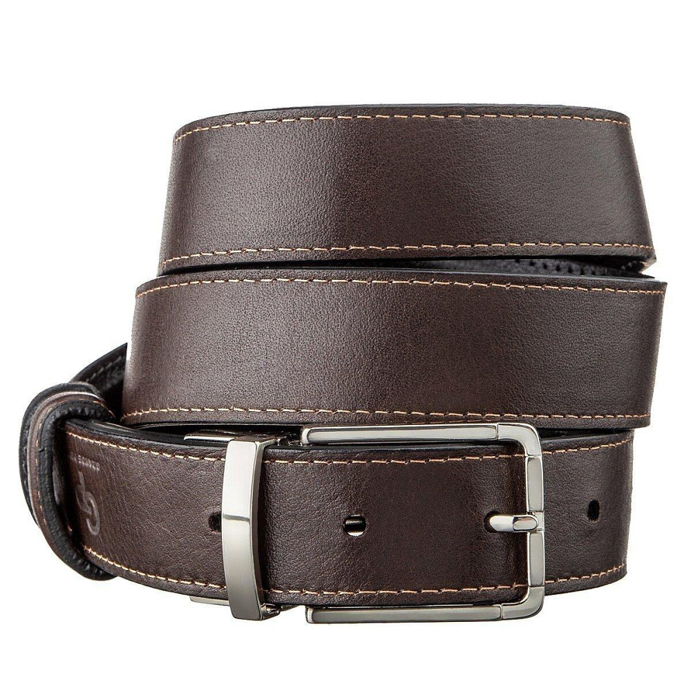 Ремень брючный двусторонний мужской Grande Pelle 11155 Коричневый и Черный Киев - изображение 10