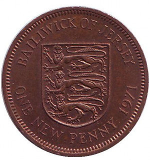 Герб Джерсі. Монета 1 новий пенні. 1971 рік, Джерсі. (В) Полтава - фото 1