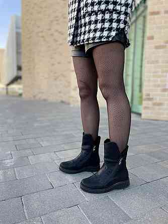 Vesna Жіночі черевики VESNA чорні натуральна шкіра-сатин висота 15,5см (2440) Коломыя