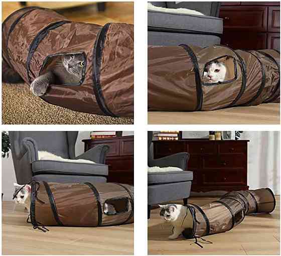 Тоннель для кошек 120х25 см, складной S-образный нейлоновый шуршащий игровой туннель Киев