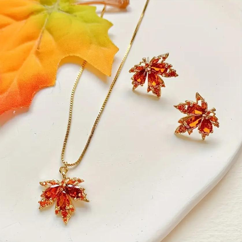 Украшения с камнями в форме листьев — Комплект серьги и подвеска Киев - изображение 1