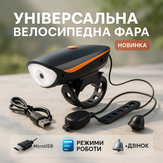 Фонарь для велосипеда с зарядным устройством 7588, Фара на руль велосипеда, Фару для электросамоката YK-87 Львов