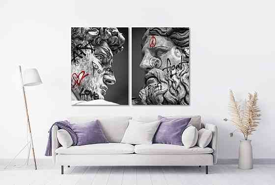 Модульная картина в гостиную / спальню   Статуя Давид та Зевс TLV-2_076 120х170 см Київ