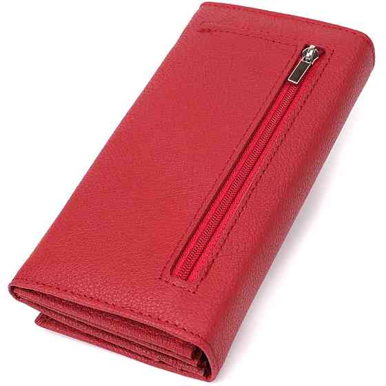 Яскравий вертикальний гаманець із натуральної шкіри Червоний (ST Leather) Київ