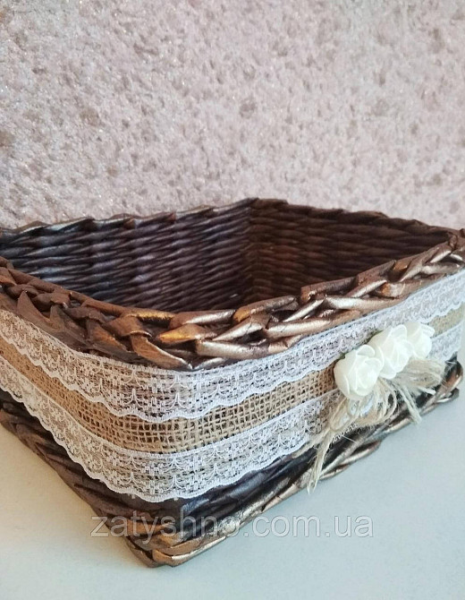 Кошик із лози лоток на подарунки Київ - фото 3