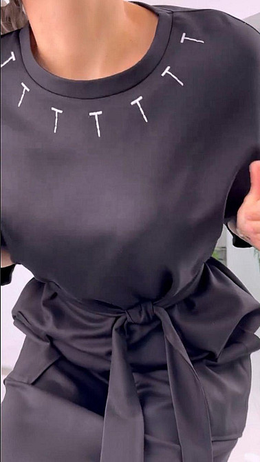 Женское стильное батальное платье трикотаж двунитка. Черный, 60/64 Одесса - изображение 5