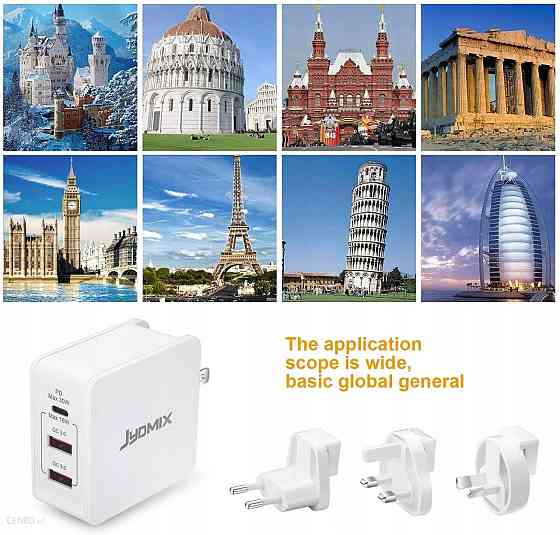 Унверсальний Зарядний пристрій адаптер для подорожей Travel Adapter QC3.0 USB-C подвійна напруга 100-240 В, 30Вт Київ