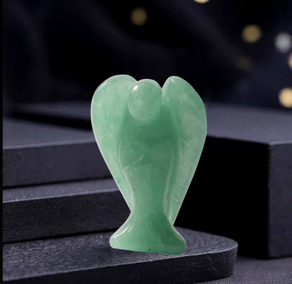 Фігурка ангел зелений авантюрин 4,2 см, камінь талісман удачі, декор і подарунок Київ - фото 1