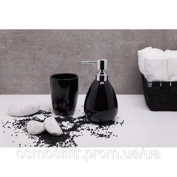 Стакан для зубних щіток Axentia Pisa чорний Ø 7.5 см Н 10 см доломіт (128763) Київ - фото 2