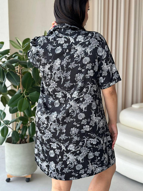 Жіноча шовкова нічна сорочка великих розмірів Ночнушка PLUS SIZE Одяг для дому Сукня для сну з квітами Одеса - фото 8