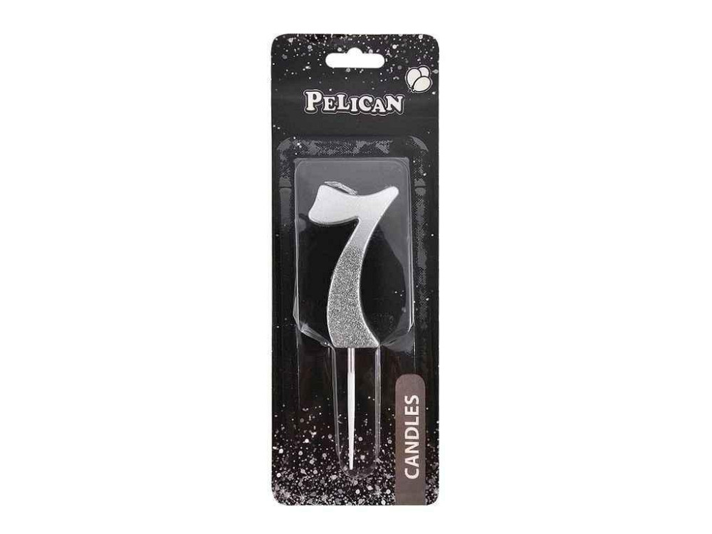 Свеча-цифра 7 5см серебро с блестками арт.863317 ТМ PELICAN Киев - изображение 1