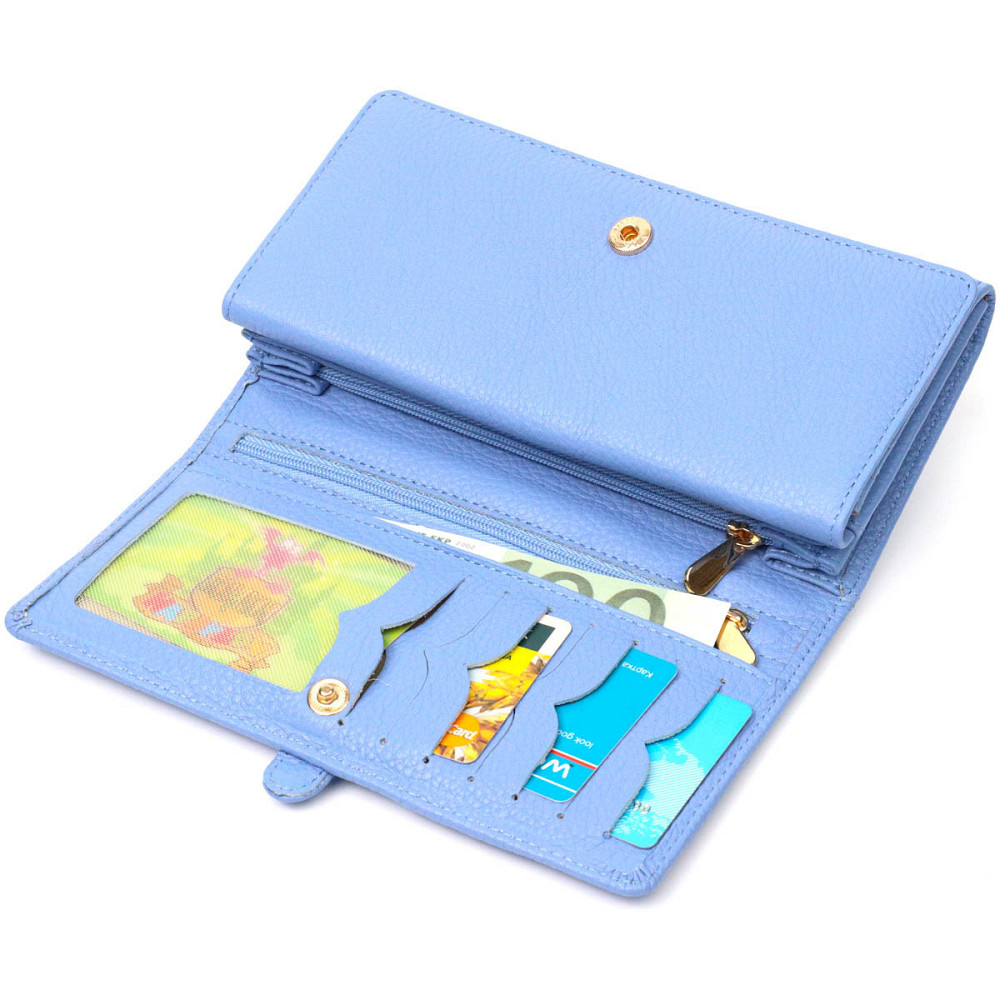 Красивый женский кошелек с большим количеством отделений из натуральной кожи Tony Bellucci 21962 Голубой Киев - изображение 3