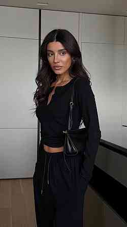 Жіночий стильний повсякденний костюм-двійка турецька віскоза Чорний, 46/48 Одеса