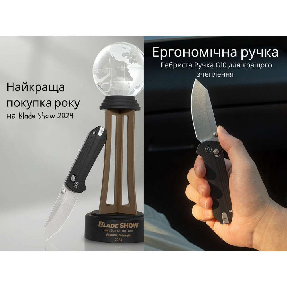 Ніж складаний кишеньковий Civivi Yonder, (7.3 см) 14C28N / G10 чорний Киев - изображение 11