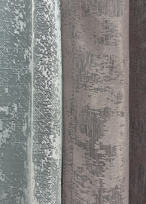Комплект штор VR-Textil Жаккард Мрамор 100х270 2шт и Тюль 400х270 1210ш-1400т Серо-пудровый с белым 71-007/2 Киев - изображение 15