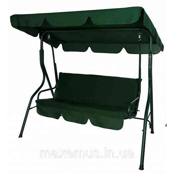 Садовые качели для дачи и дома трехместные уличные качели с навесом Relax дачные качели для отдыха зеленая Мостиська
