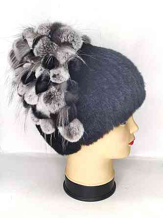Меховая шапка женская водопад Rex Кристина Черный Харьков