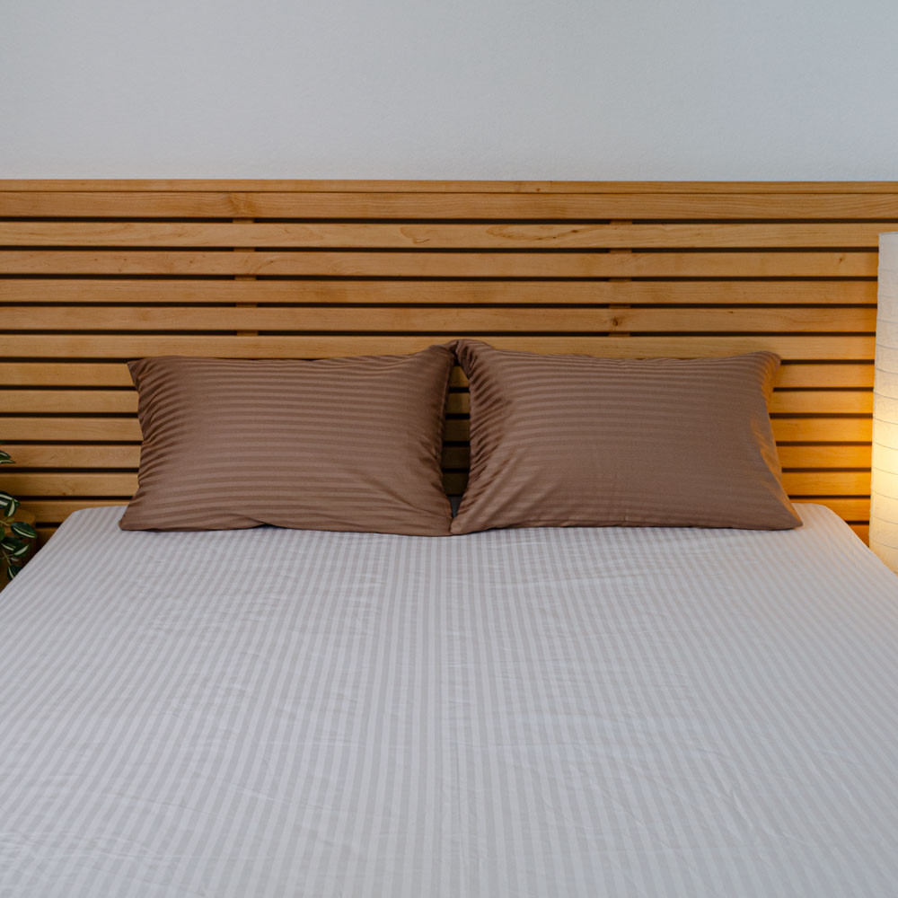 Наволочка страйп сатин на подушку 60х60 см 125 г/м2 YouStar 1 шт. (Золотисто-бежевый) Сумы - изображение 4