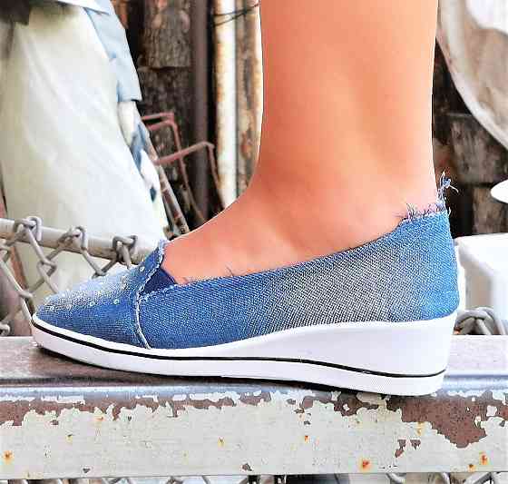 . Жіночі Мокасини Балетки на Танкетці Блакитні Джинсові Сині (розміри: 36,37,38,40) Дніпро