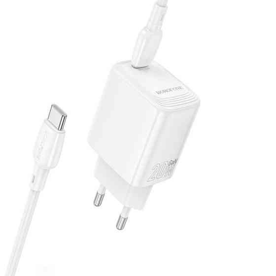 Мережевий зарядний пристрій з кабелем BOROFONE BN26 Fuente single-port PD20W charger set (C to C) (EU) White Одеса