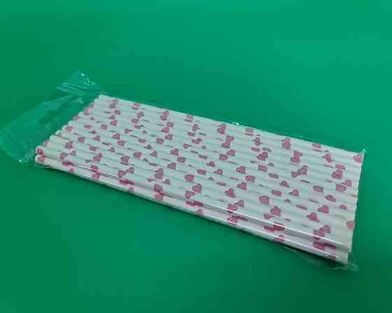 Соломка паперова трубочка 25шт серце рожева (1 шт) Харків