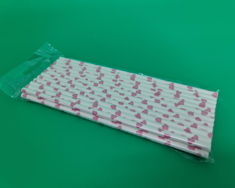 Соломка паперова трубочка 25шт серце рожева (1 шт) Харків - фото 1