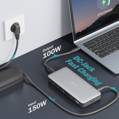 Порт-реплікатор Digitus USB-C &gt; 2xHDMI/DP/2xUSB-A/USB-C/SD/MicroSD/RJ54/DC/Audio (DA-70917) Вінниця - фото 5