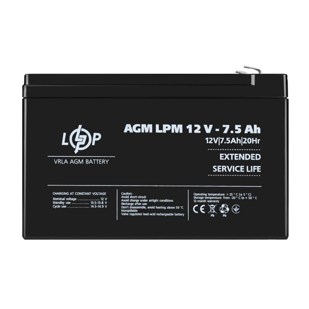 Аккумулятор AGM LPM 12V - 7.5 Ah Киев - изображение 1