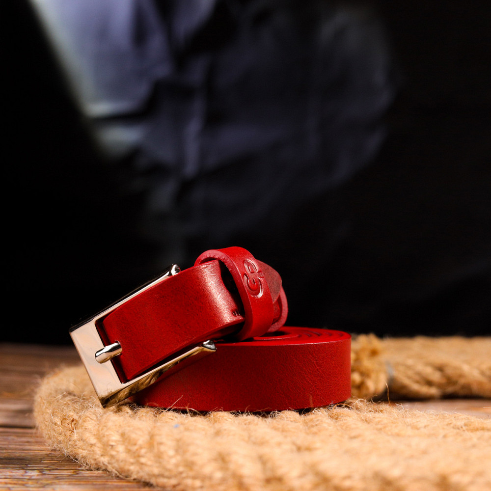 Привабливий жіночий ремінь із натуральної шкіри Grande Pelle 21445 Червоний Київ - фото 1