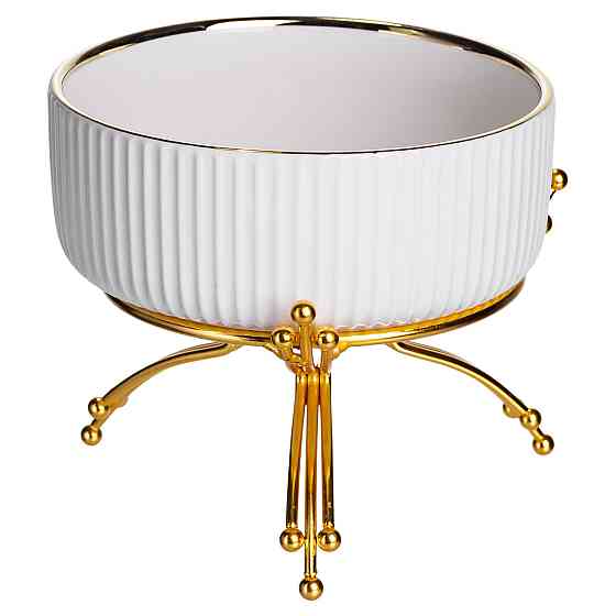 Yiwu Салатник порцеляновий на металевій підставці Ø16 (см) тарілка для салату салатниця Золото Коломыя