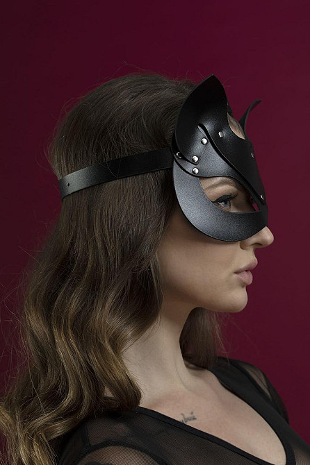 Маска кішечки Feral Feelings - Catwoman Mask, натуральна шкіра, чорна Sex Aura Київ - фото 2