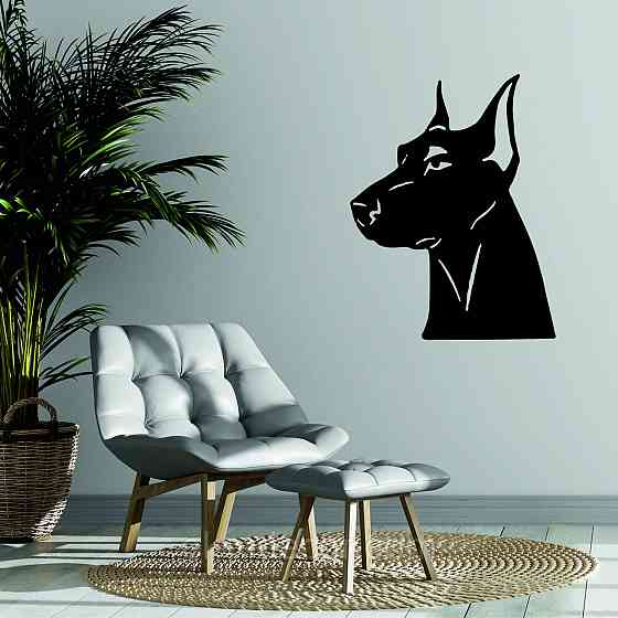 Декоративне настінне Панно «Доберман», Декор на стіну 110*78 см, Чорний Київ