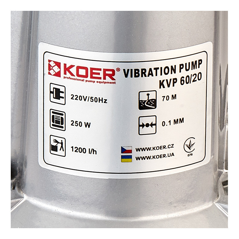 Насос вібраційний одноклапанний верхній забір Koer KVP 60/20 (KP3144) ( 22500 ) Харьков - изображение 3