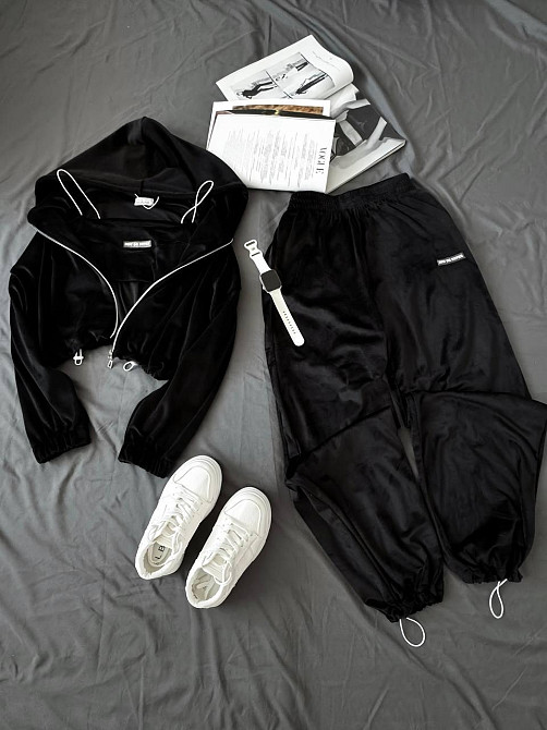 Женский повседневный стильный костюм тройка велюр Одесса - изображение 6