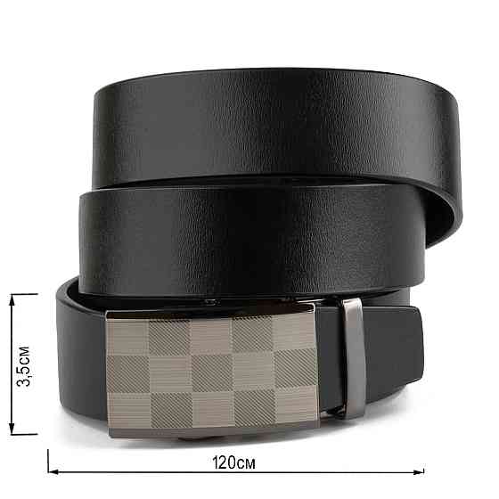 Ремень мужской с автоматической пряжкой шахматка Vintage 20266 Черный Киев