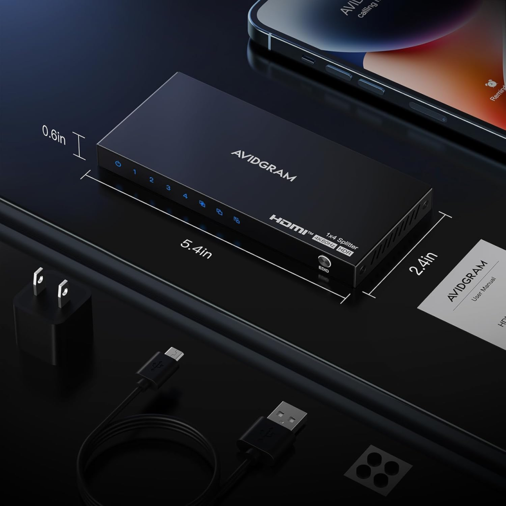 HDMI сплиттер 1x4 AVIDGRAM 4K 60Hz 4:4:4 HDR10|  разветвитель HDMI на 4 экрана, EDID, 18 Гбит/с, HDCP 2.2 Киев - изображение 8