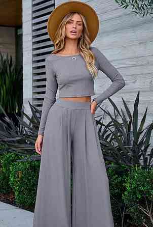 Женский костюм штаны с лонгсливом Серый 46/48 Харьков