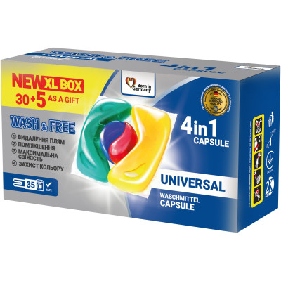 Капсулы для стирки Wash&Free Universal 35 шт. (4260637721945) Винница - изображение 1